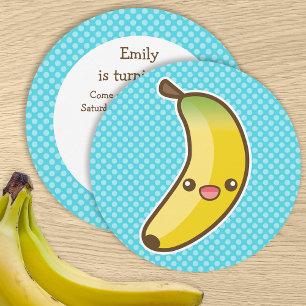 Kawaii Banana Birthday Party Invitation