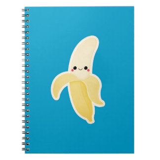 Kawaii Banana on Blue Notebook