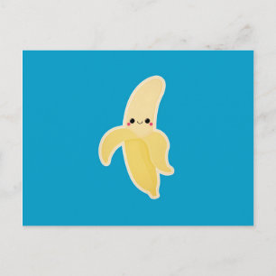 Kawaii Banana on Blue Postcard