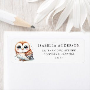 Kawaii Barn Owl Return Address Label