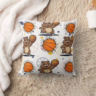 Kawaii Basketball Gopher Print Throw Pillow