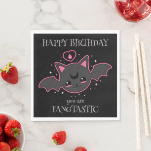 Kawaii Bat Halloween Birthday Party Napkins
