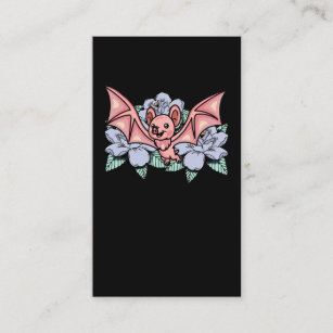 Kawaii Bat Pastel Goth Flowers Business Card