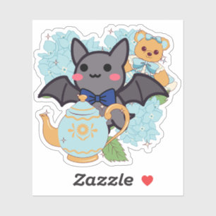 Kawaii Bat, Vintage Teapot and Teddy Bear Sticker