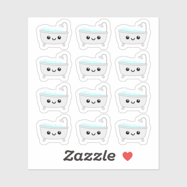 Kawaii Bathtub Spa Bath Time Reminder Bujo Planner Sticker (Sheet)