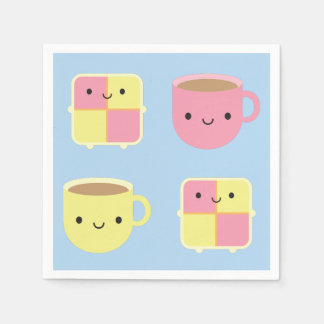 Kawaii Battenberg Cake & Cup of Tea Napkins