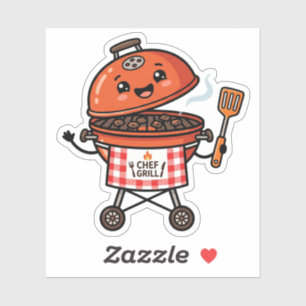 Kawaii BBQ Grill Chef Cute Father's Day Sticker