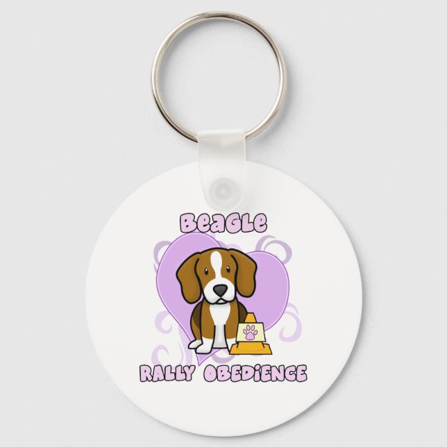 Kawaii Beagle Rally Obedience Keychain (Front)