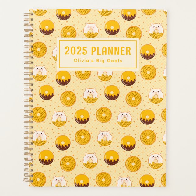 Kawaii Bear Donut Pattern Personalized Planner (Front)