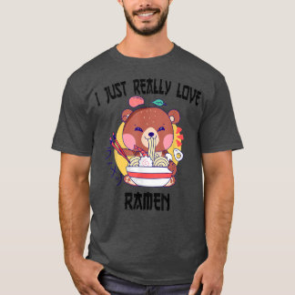 Kawaii bear eat ramen Japanese Anime Noodles  T-Shirt