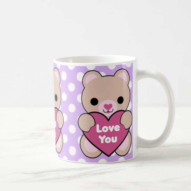 Kawaii Bear Heart Love You Mug (Right)