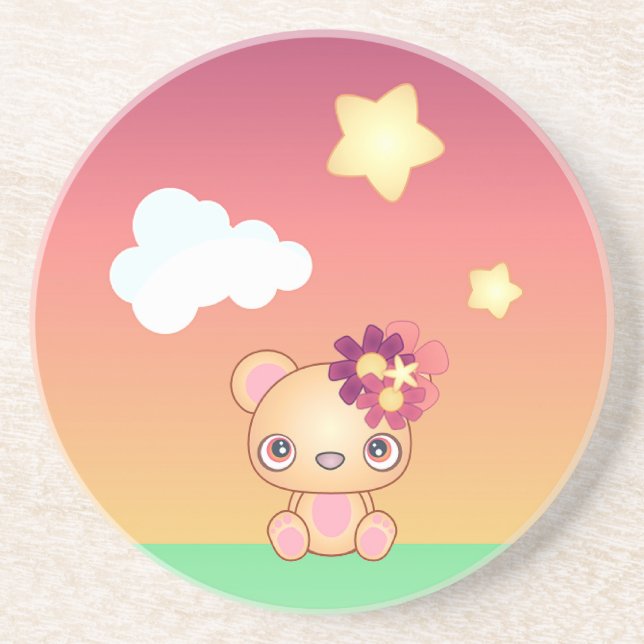 Kawaii Bear Sandstone Coaster (Front)