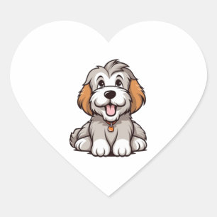Kawaii Bearded Collie Puppy Heart Sticker