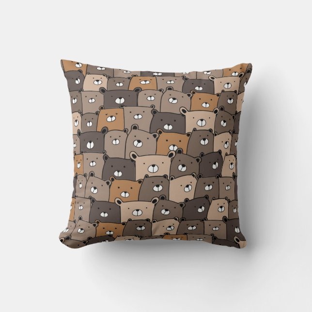 Kawaii Bears Throw Pillow (Front)