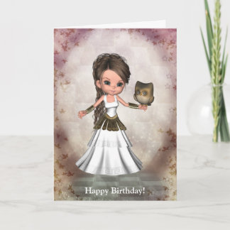 Kawaii Beautiful Athena Greek Goddess Card