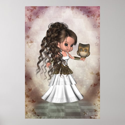 Kawaii Beautiful Athena Greek Goddess Print