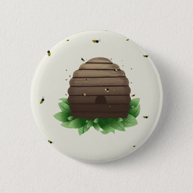kawaii beehive and beeswarm button (Front)