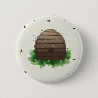 kawaii beehive and beeswarm button
