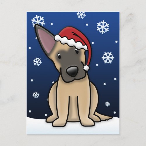 Kawaii Belgian Malinois Christmas Postcard