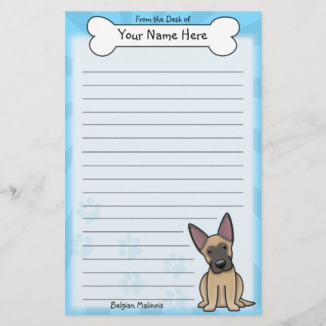 Kawaii Belgian Malinois Stationery (Front)