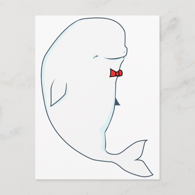 kawaii beluga whale with red bowtie postcard (Front)