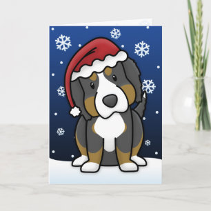 Kawaii Bernese Mountain Dog Christmas Card