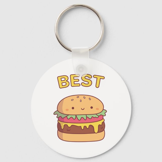 Kawaii Best Burger Doodle Matching Best Friend Keychain (Front)