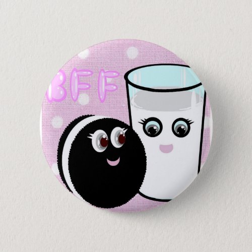 Kawaii best friends forever milk and cookie BFF Button