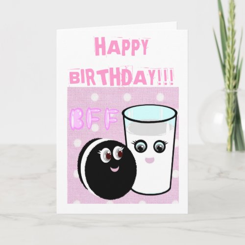 Kawaii best friends forever milk and cookie BFF Card