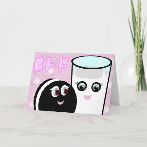 Kawaii best friends forever milk and cookie BFF Card