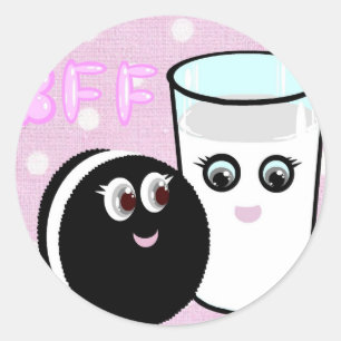 Kawaii best friends forever milk and cookie BFF Classic Round Sticker