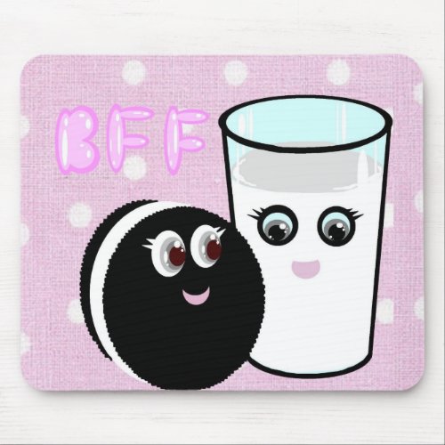 Kawaii best friends forever milk and cookie BFF Mouse Pad