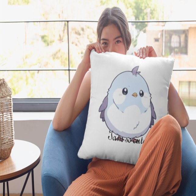 Kawaii Bird Throw Pillow - Adorable PastelKawaii B (Creator Uploaded)