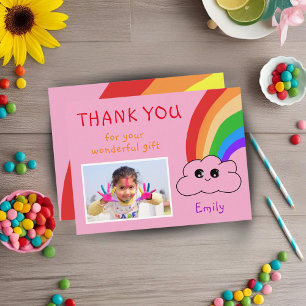 Kawaii Birthday Thank you Photo Card for Kids