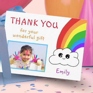 Kawaii Birthday Thank you Photo Card for Kids