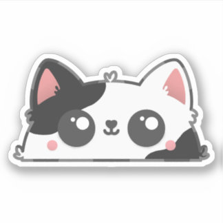 Kawaii Black and White Cat Sticker