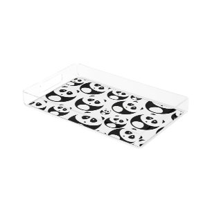 Kawaii Black and White Panda Pattern Acrylic Tray