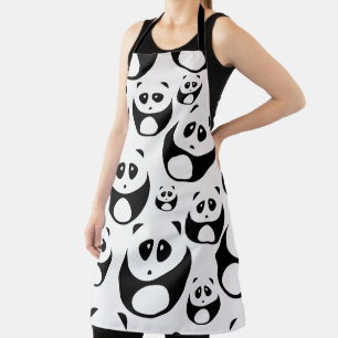 Kawaii Black and White Panda Pattern Apron