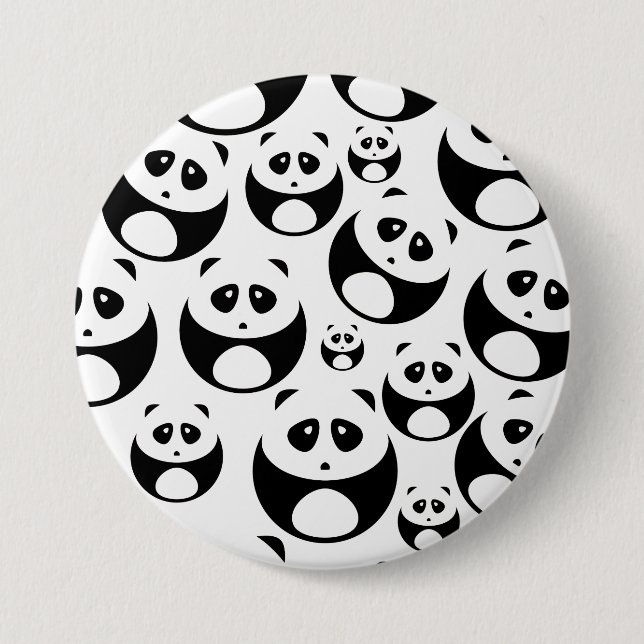 Kawaii Black and White Panda Pattern Button (Front)