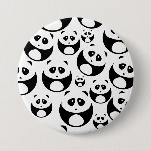 Kawaii Black and White Panda Pattern Button