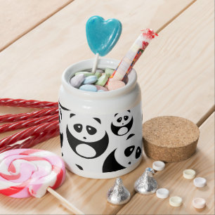 Kawaii Black and White Panda Pattern Candy Jar