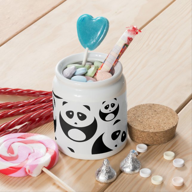 Kawaii Black and White Panda Pattern Candy Jar (In Situ)