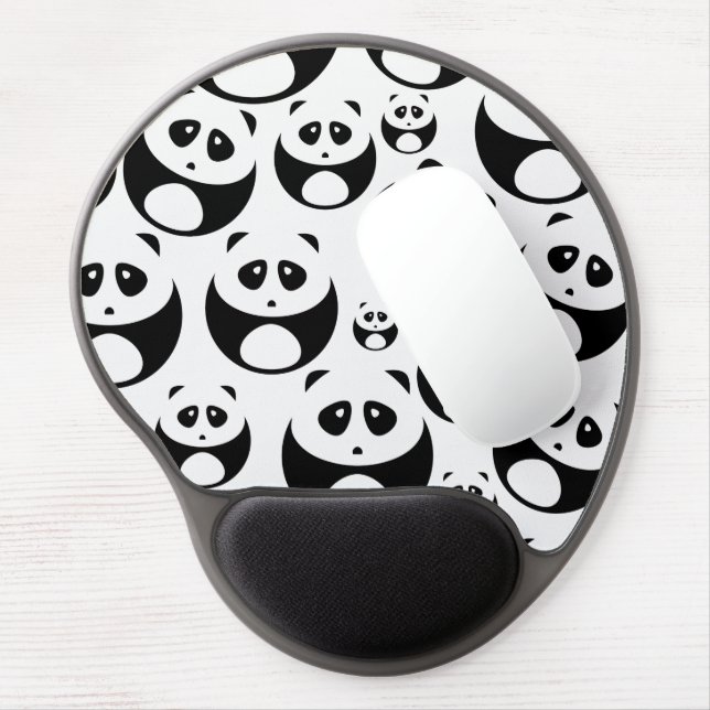Kawaii Black and White Panda Pattern Gel Mouse Pad (Left Side)