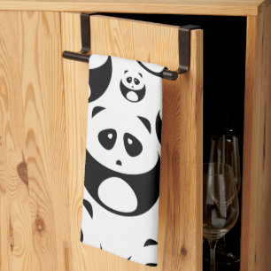 Kawaii Black and White Panda Pattern Kitchen Towel