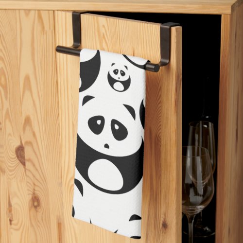 Kawaii Black and White Panda Pattern Kitchen Towel