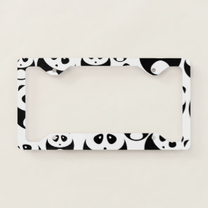 Kawaii Black and White Panda Pattern License Plate Frame