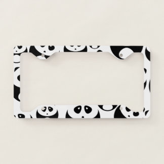 Kawaii Black and White Panda Pattern License Plate Frame