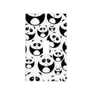 Kawaii Black and White Panda Pattern Light Switch Cover