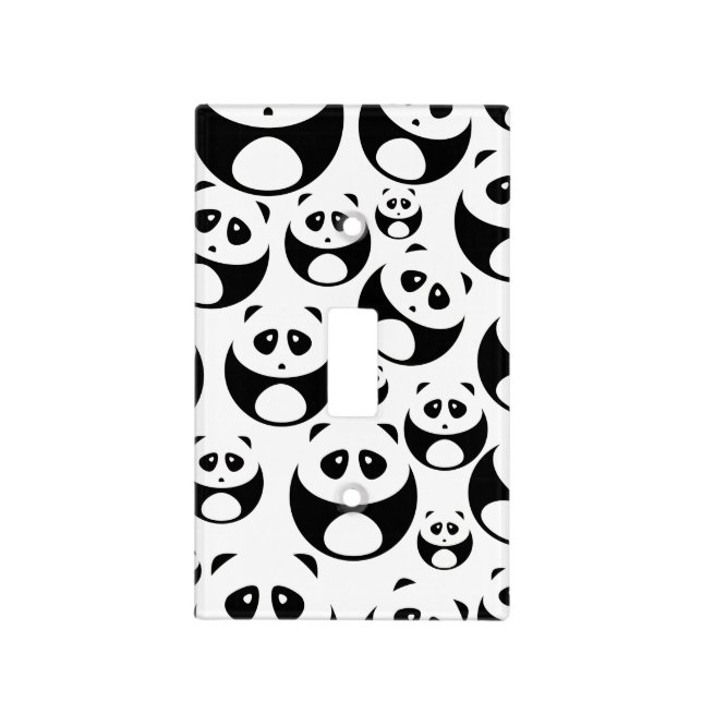 Kawaii Black and White Panda Pattern Light Switch Cover (Front)