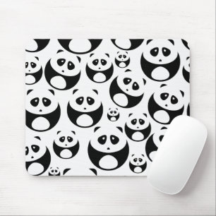 Kawaii Black and White Panda Pattern Mouse Pad